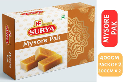 Surya 400gm MYSORE PAK |INDIAN SWEET (PACK OF 2; 200gm each) Box(2 x 200 g)