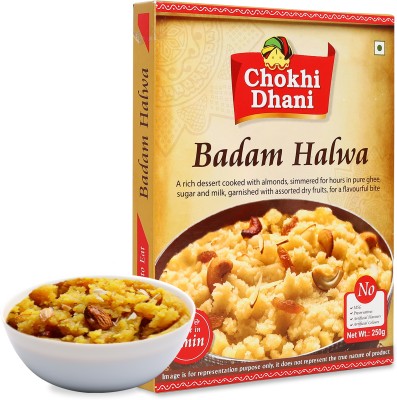 Chokhi Dhani Badam Halwa Ready to Eat Indian Sweet Dish | Just heat & Eat (Pack of 1) Box(250 g)