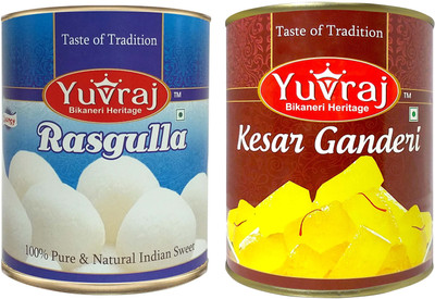 Yuvraj Food Product Angoori petha or Rasgulla sweets combo pack 2 mithai ( 1 kg x 2 ) Can(2 x 1 kg)