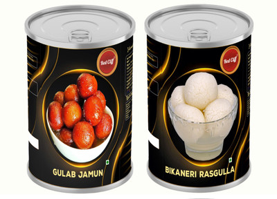RED CLIFF Bikaneri Gulab Jamun 8 pcs+Rasgulla 10 pcs | Combo pack of 2 | Tin(2 x 400 g)