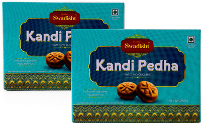 Choudhar’s Swadisht Kandi Pedha Pack of 2 Velvet Smooth Sweet, Purity in Every Bite, Indian Peda Box Tub(2 x 200 g)