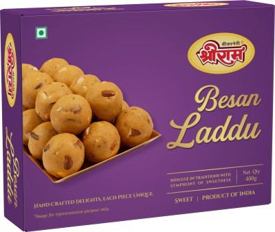 SHREE RAM Bikaneri Besan Laddu | Bikaneri Sweets | Traditional Indian Mithai | Box Box(400 g)