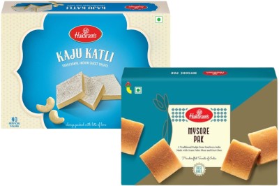 Haldiram's Combo of Kaju Katli & Mysore Pak | Diwali Sweet Gift Pack | Indian Mithai Box(2 x 400 g)