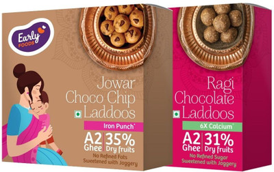 Early Foods Pack of 2 - Jowar Choco Chip & Ragi Chocolate Laddoos Box(2 x 250 g)