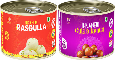 MAPAA Bikaneri Premium Spongy Rasgulla & Bikaneri Desi Ghee Gulab Jamun Combo Tin(2 x 250 g)
