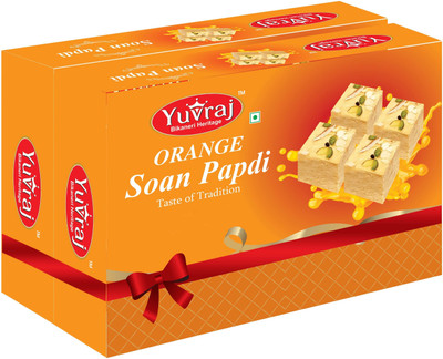 Yuvraj Food Product Orange Flavoured Soan papadi (patisa ) sweets ( 400 Gm X 2 ) combo pack Box(2 x 400 g)