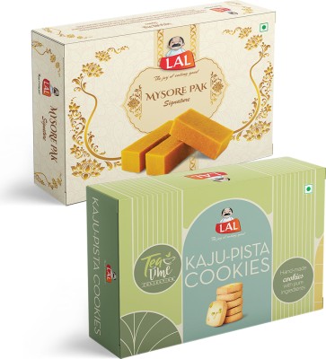 Lal Sweets Combo Pack of Mysore Pak Signature 400g & Kaju Pista Cookies 400g Box(800 g)