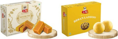 Lal Sweets Combo Pack of Mysore Pak and Besan Laddoo Box(2 x 400 g)