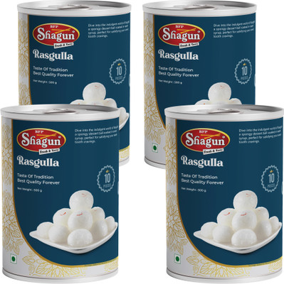 Bfp Shagun Rasgulla 2Kg (500Gm x 4) Best Sweets for Gifting Tin(4 x 0.5 kg)