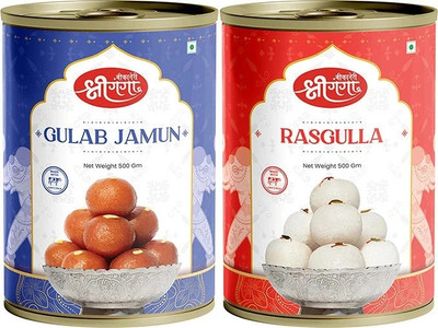 Bikaneri Shree Ganga Rasgulla 500Gm, Gulab Jamun 500Gm Traditional Bikaneri Sweets Tin(1 kg)