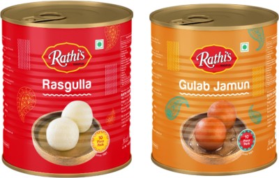 Rathi's rasgulla and gulab jamun 1000 gram Tin(2 x 500 g)