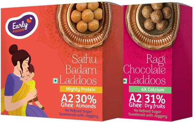 Early Foods Pack of 2 - Sathu & Ragi Chocolate Laddoos Box(2 x 250 g)