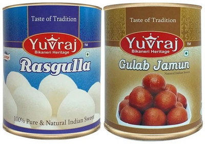 Yuvraj Food Product Combo of Rasgulla 1KG & Gulab Jamun 1KG Tin(2 x 1 kg)