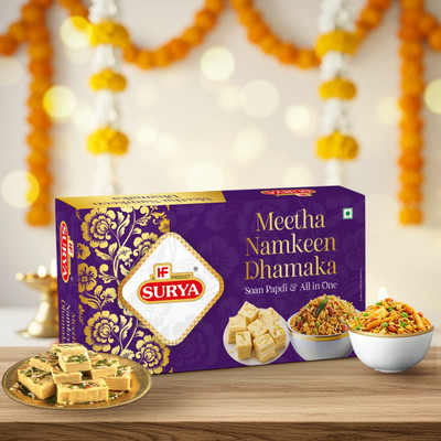 Surya 400gm Meetha Namkeen Dhamaka Gift Box (Soan Papdi 200gm & All in one 200gm) Box(2 x 200 g)