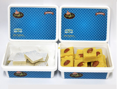 Singla Sweets Kaju Burfi 200g and Patisa burfi 200g Combo Pack of 2 Box(2 x 200 g)