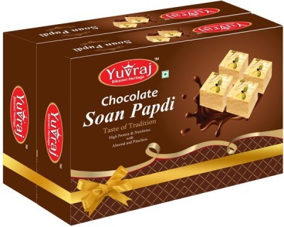 Yuvraj Food Product Chocolate Flavoured Soan papadi (patisa ) sweets ( 400 Gm X 2 ) combo pack Box(2 x 400 g)