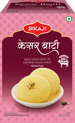 Bikaji KESAR BAATI PREMIUM MILK SOLID PATTY IN SAFFRON SUGAR SYRUP Tin(999 g)
