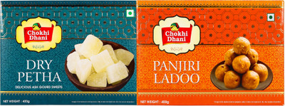 Chokhi Dhani Dry Petha, Panjiri Ladoo Combo, Sweet Delights (2 * 0.8 kg) Box(2 x 0.4 kg)