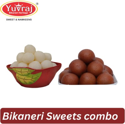 Yuvraj Food Product Sweets combo pack Rasgulla & Gulab jamun ( 500 gm x 2 ) Tin pack Tin(2 x 500 g)