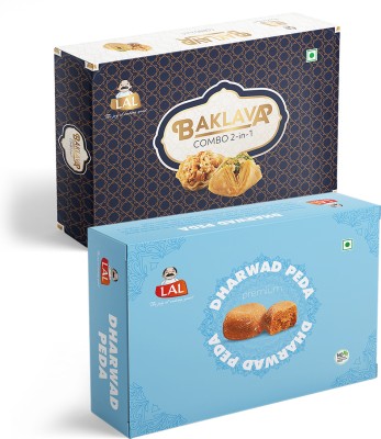 Lal Sweets Combo Pack of Dharwad Peda 400g & Baklava (2 in 1) 500g Box(2 x 450 g)