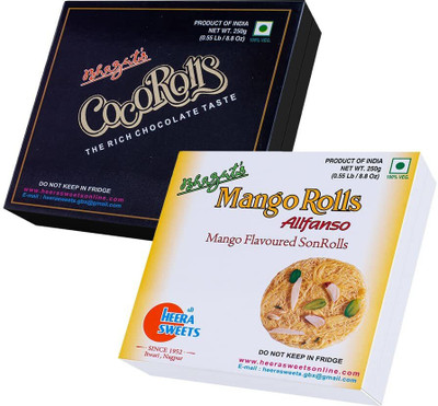 Bhagat's Heera Sweet SonRoll Soft Sweets Mithai Combo Chocolate & Mango 250 gm Box(2 x 125 g)