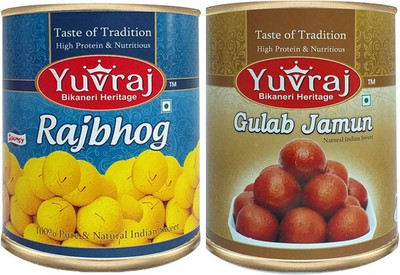 Yuvraj Food Product Combo of Rajbhog 1KG & Gulab Jamun 1KG Tin(2 x 1 kg)