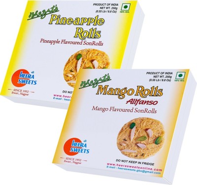 Bhagat's Heera Sweet SonRoll Soft Sweets Mithai Combo Pineapple & Mango 250gm Box(2 x 250 g)