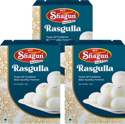 Bfp Shagun Rasgulla 3Kg (1Kg Pack of 3) Best Sweets for Gifting Tin(3 x 1 kg)