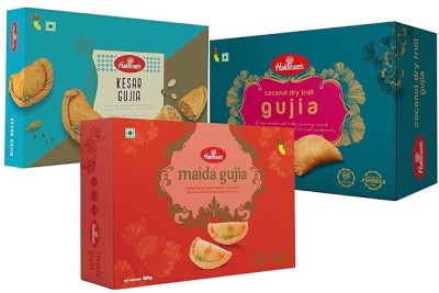 Haldiram's Kesar Gujia, Maida Gujia & Coconut Dry Fruit Gujiya combo | Great Gift Pack Box(1.2 kg)