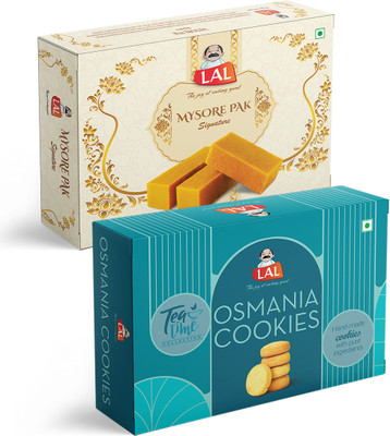 Lal Sweets Combo Pack of Mysore Pak Signature 400g & Osmania Cookies 400g Box(2 x 400 g)