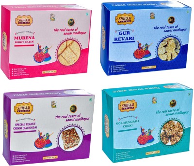 Shivam Murena Biscuit,Gur Rewdi,Special Peanut Chikki Gol Mungfali Chikki pack-4 Box(4 x 400 g)