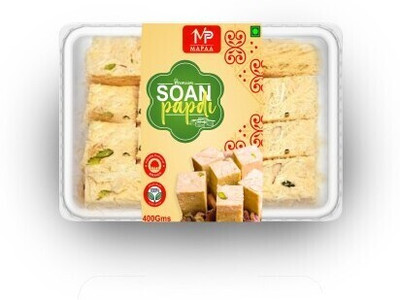 MAPAA Bikaneri Premium Soan Papdi, Ready to Eat Dessert / Mithai, Flaky Soan Papdi Box(400 g)