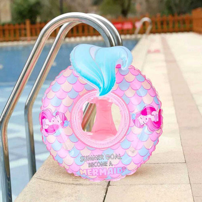 Tera13 Swimming Tube for Mermaid with Manual Pump Baby Mermaid Shape Swimming Tubes Safe Inflatable Swim Floats for Kids Swim Floatation Belt