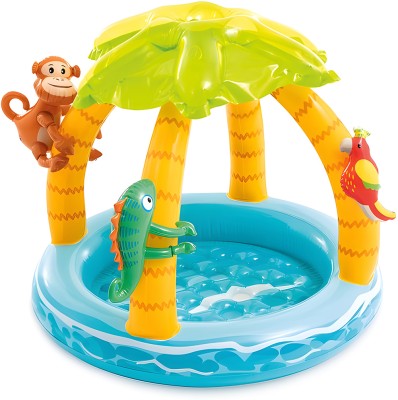 KidsZeeNie Tropical Island Canopy Baby Inflatable Swimming Pool for Kids| Big Kiddie Baby Party Play Pool Tub Swim Floatation Belt