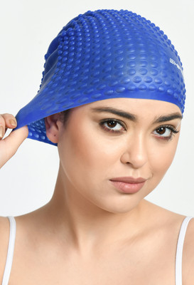 SHIFTER Swimming cap Bubble Cap for Long Hair Men Women Extra Stretch Pure Silicone Swimming Cap(Blue, Pack of 1)