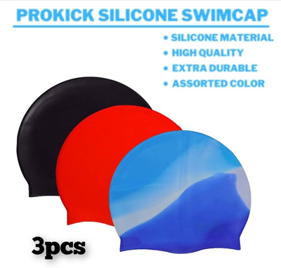 Ratnaram sSwimming Cap Water Cap Extra Stretch Pure Silicone Swimming Cap(Pack of 3)