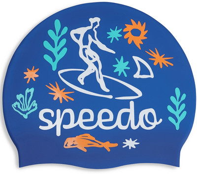 SPEEDO Slogan Print, Free Size, Swimming Cap(Multicolor, Pack of 1)