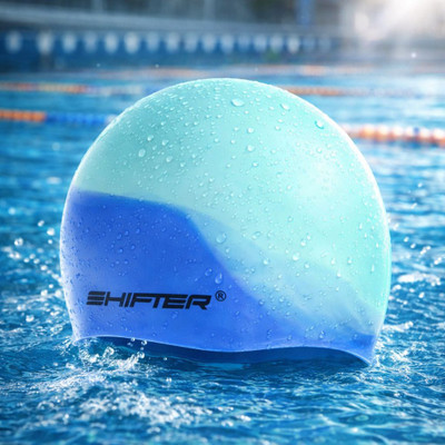 SHIFTER Swimming Cap For Men Women Kids Premium Soft Stretchable Silicone Swimming Cap(Multicolor, Pack of 1)