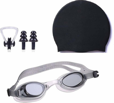HouseOfCommon Swimming Set, Swimming Combo Set For (Swim Cap/swimmingGoggle/earplugs/noseclip) Swimming Cap
