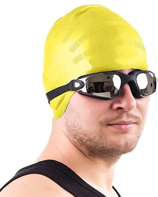 K2J YELLOW Moulded Unisex-Junior Plain Silicone Swimming Cap Swimming Cap(Multicolor, Pack of 1)