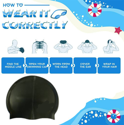 Ratnaram black Swimming Caps Wateer Cap s Extra Pure Silicone Swimming Cap(Pack of 1)