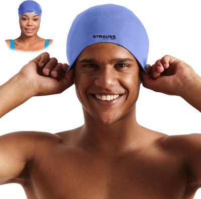 Strauss Silicone Swimming Cap |Unisex Waterproof/Quick Drying Swim Cap|Swimming Head Cap Swimming Cap(Blue, Pack of 1)