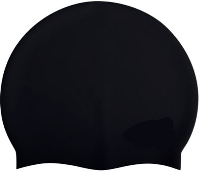 Ratnaram Unisex Silicon Swimming Cap, Stretchable and Leakproof. Swimming Cap(Black, Pack of 1)