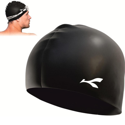 Konex Waterproof Silicone|Stretchable & Quick-Dry|Prevents Hair Pull & Chemical Damage Swimming Cap(Black, Pack of 1)