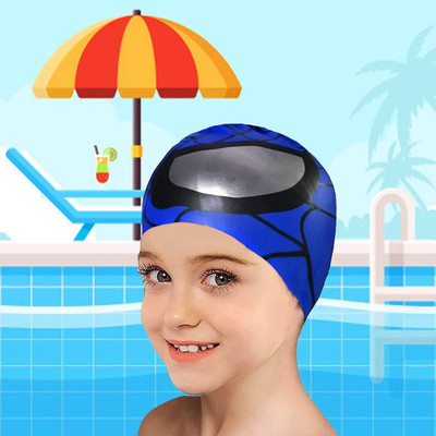 SHIFTER Silicone Cartoon Spider Caps for Kids Boys Girls Swimming Cap(Red, Pack of 1)
