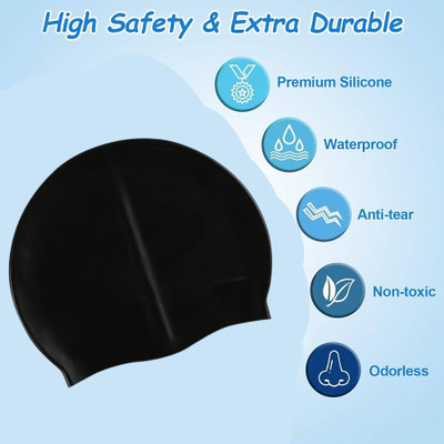 Ratnaram Swimming Black Cap Water Cap s Extra Pure Silicone Swimming Cap(Pack of 1)