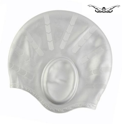 Swiming SWIMMING CAP EAR PROCTION LONG HAIR SWIMMING CAP WOMEN Swimming Cap(Silver, Pack of 1)