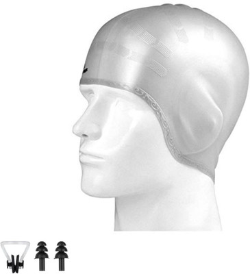 SHIFTER Swimmming Cap For Men Women Ant slip Ear Cover Extra Large Size Swimming Cap(Black, Pack of 1)