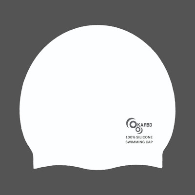 KARBD Silicone Swimming Cap Unisex Universal Size Soft Swimming Pool Head Cap Swimming Cap(White, Pack of 1)