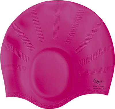 KARBD Silicone Swimming Cap with Ear & Hair Protection Unisex Swim Pool Head Cap Swimming Cap(Red, Pack of 1)